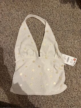 zara sequin halter top